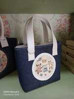 Bolso de Hombro Tipo Tote de Moda para Mujer, Estilo Vintage, de Mezclilla, con Hojas de Yute, con Dos Cadenas, en Oferta