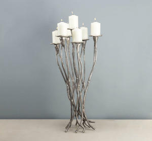 Candelabro central de 5 brazos de alta calidad, hecho a mano candelabro clásico indio, soporte de vela decorativo de metal barato - Product Image 4