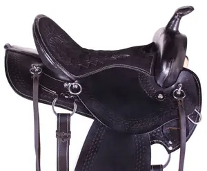 Black Pleasure-sillín de caballo profesional occidental, sillín de lujo de cuero, negro y marrón, HS-0009, 1 Juego