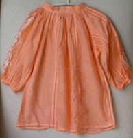 Tenues d'été pour enfants, petite sirène, coton brodé, couleur Orange, mignon, haut de plage classique et fraîche, chemisier pour filles, nouvelle collection