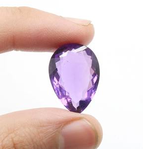 Pièce de 20 carats Améthyste naturelle Cabochon en pierre taillée à facettes en forme de poire 23X16MM Gemstone - Product Image 6