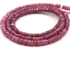 High Quality 13.5\" Long Natural <b>Red</b> Ruby Beautiful Faceted Rondelle Semiprecious Gemstone Beads for Necklace Making - Product Image 3