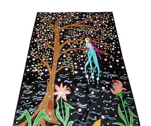 Offre Spéciale Attrayant Nature Amour Noir Soie L'ouzbékistan Broderie Suzani Couvre-lit Nuit Jardin Panneau Mural Design Tapisserie Jeter - Product Image 2