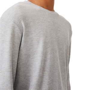 เสื้อยืดแขนยาวผู้ชายคุณภาพสูง OEM ขายส่ง ผ้าคอตตอนเจอร์ซีย์ริบสีเทา ผ้าฝ้ายแท้ - Product Image 4