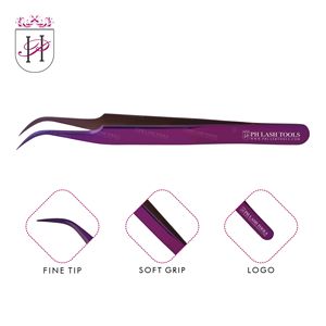 Stainless Steel Eyelash Extension Strong Curved Tip Tweezer in Purple Color with Your Own Logo, Eyelash Extension Tweezer - Product Image 6