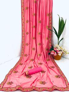 Nuevo aspecto atractivo Ropa de recepción Sari con pieza de blusa Ropa de mujer India Precio bajo Barato Fabricación al por mayor Ropa Surat - Product Image 5