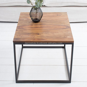 Muebles de sala de estar Mesa de centro con base de metal superior de madera Uso en el hogar - Product Image 1