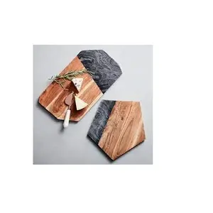 Tabla de cortar madera y mármol, tabla de cortar y cortar vegetales, 2 piezas, diferente forma