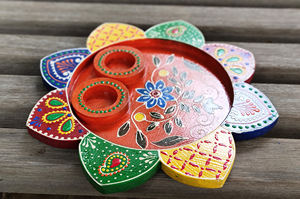 Pooja Thali-Pooja de madera pintada a mano, diseño religioso hindú, para cualquier ocasión - Product Image 2