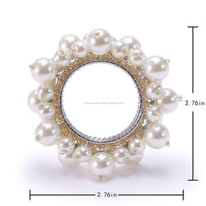 Rond de serviette personnalisé anneaux de serviette argent pour nappe perlé à la main en corail anneaux de serviette en vrac au prix d'usine - Product Image 1