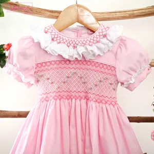 Vestido de encaje rosa para niñas pequeñas, LD421