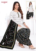 Ensemble Salwar Kameez Panjabi pour Femme, Tenue Imprimée Numérique en Coton, Robe Prête-à-Porter avec Dupatta en Pur Coton RoyalExport