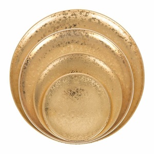 Plateau de serveur de nourriture décoratif fait à la main galvanisé par plat de chargeur de finition antique en métal de forme arrondie sûre - Product Image 5