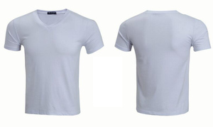 ผ้าฝ้าย 100% เย็บปักถักร้อยโลโก้พิมพ์กีฬากลางแจ้ง V คอออกกําลังกาย SLIM FIT Casual hip hop ป้ายที่กําหนดเองผู้ชาย T เสื้อ - Product Image 2