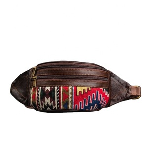 LW Real Vintage Ceinture d'argent en cuir jacquard véritable Ceintures de poche Sac banane pour unisexe - Product Image 1