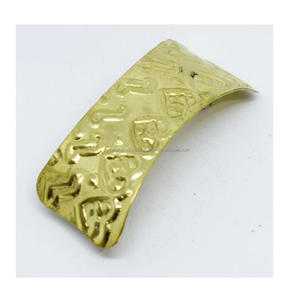 1930 Armenia tribal beaded minimalist hammered <b>barrette</b> brass <b>hair</b> <b>clip</b> textured antique geometric gold tone finish <b>hair</b> <b>clip</b> - Product Image 6