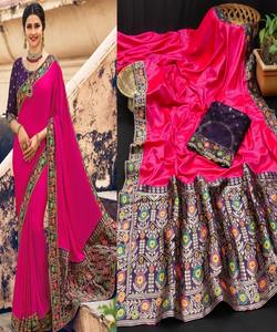 Banarasi Soie Jacquard Saree avec Chemisier Femmes Porter Dames Fête Festival Usage Quotidien Doux Coton Soie Sari En Gros Bas Prix Alphanumero - Product Image 6