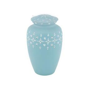 Urna de cremación de aluminio para adultos, urna de cenizas conmemorativas personalizada, azul cielo, India, novedad - Product Image 1
