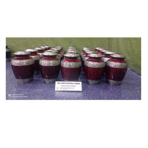 Urna funeraria de metal de estilo americano fabricada en India por Brassworld para adultos-URNA DE CREMACIÓN DE ALUMINIO - Product Image 1