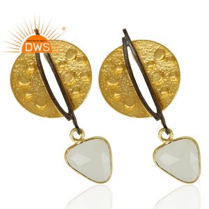 Pendientes de Moda de Latón Chapado en Oro de 14k, Pendientes Largos con Calcedonia Aqua, Proveedor de Joyería, Colección Clásica - Product Image 2