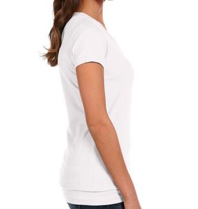 Camiseta rosa de manga corta para mujer, ropa con cuello en V en blanco, personalizada, informal, 100% de algodón, lisa, teñida, OEM, logotipo personalizado, 20 Uds. - Product Image 6