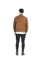 Veste varsity pour homme en cuir enduit de qualité supérieure Valeriano Romano, col montant, élégante, décontractée, respirante, épaisse, couleur unie