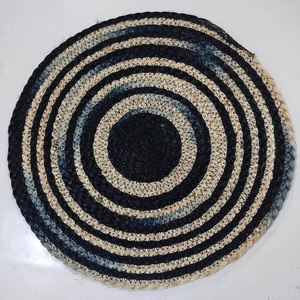 Nouveau tapis rond moderne réversible en jute naturelle tressé, couleur personnalisée, antidérapant, rembourré, motif à carreaux, revêtement de sol toutes saisons - Product Image 4