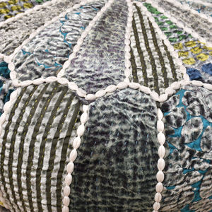 2024 nouveauté vert bohème rond velours Patchwork Pouf sol poufs Chic nouveau Style poufs - Product Image 2