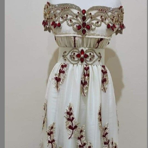 MODERN STYLISH CAFTAN DRESS EMBROIDERY OF DABKA, CRYSTAL GLASS BEADS,GLASS STONE WORK FOR PARTY-WEAR @ 2022 - Product Image 1