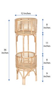 Support de jardinière en bambou de rotin naturel à deux niveaux panier de rangement intérieur marron fait à la main RFS-499 - Product Image 5