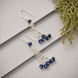 Nouvelle arrivée lapis lazuli pierres précieuses 925 argent sterling belle goutte boucles d'oreilles bijoux fabricant de bijoux - Product Image 2