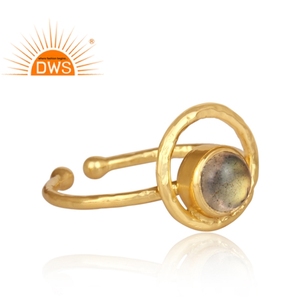 Labradorite Gemstone Bezel Setting Wedding <b>Ring</b> Handmade 18K Gold Plated 925 Sterling <b>Silver</b> <b>Statement</b> <b>Ring</b> Jewelry Wholesaler - Product Image 3