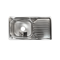 Évier de cuisine SONHA 750x395x165 mm SS201, cuve simple rectangulaire, installation sous plan, monotrou, poli, garantie 2 ans