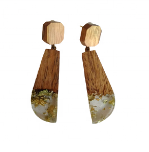 2022 nueva llegada pendientes de gota de moda para mujer hechos a mano calidad Madera quemar arte resina incrustaciones accesorio al por mayor - Product Image 2