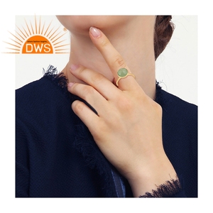 Bijoux bague en pierre précieuse de calcédoine, anneau rond, naturel, plaqué or 925, fait à la main, nouvelle collection - Product Image 5