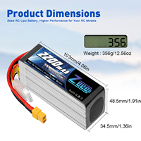 Batterie Lipo Zeee 6S 22.2V 2200mAh 50C Batterie à coque souple avec connecteur XT60 pour avion RC hélicoptère voiture RC camion char drone