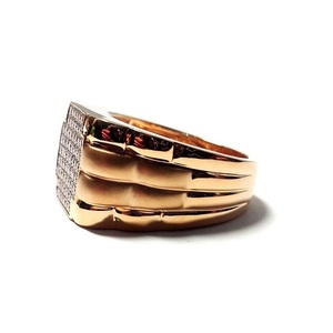 Bague de fiançailles pour hommes en or rose massif 18 carats sur mesure de bonne qualité avec un vrai diamant taille brillant de Hong Kong vente en gros - Product Image 2