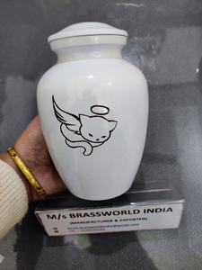 "แมวเผาศพสัตว์เลี้ยงโกศ" มือวาดอลูมิเนียมมุกสีขาวเผาศพ "ใหม่ได้รับการออกแบบสัตว์เลี้ยงโกศ" อุปกรณ์งานศพ - Product Image 2