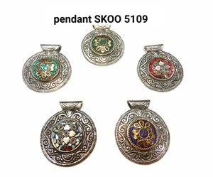 Pendientes colgantes de gota de plata oxidada antigua étnico bohemio Vintage gitano Tribal indio SK NOOR SONS SK00 5109 para joyería - Product Image 2