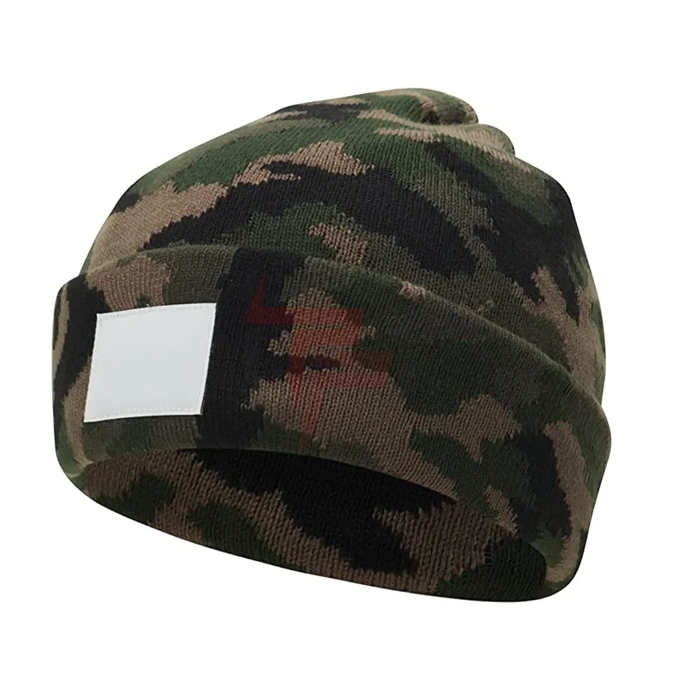 Men's Winter Hat Seaward Patch Cuffed Beanie Camouflage Winter Hat Wholesale Custom Logo Hats For Men And Women Beanies