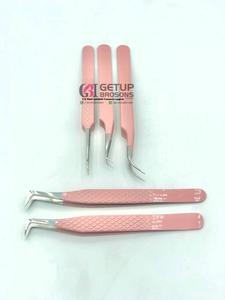 Wholesale New Different Style Peach Powder Coating Silver Tip <b>Eyelash</b> Extension Tweezers Stainless Steel Custom Logo <b>Beauty</b> <b>Tool</b> - Product Image 5
