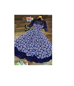 Dashimall — robe longue avec imprimés Georgette et miroir pour filles, vêtement indien, chemise de travail, Anarkali Kurti, prêt à l'emploi, prix élévé - Product Image 1