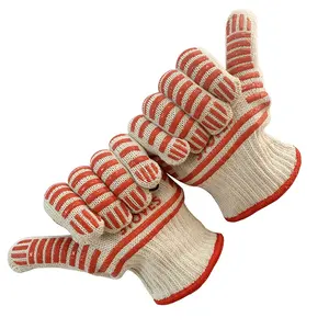 Deliwear Silicone Grip Heat Proof Barbecue Fire Resistant Gloves Oven Mitts with Fingers Anti Steam