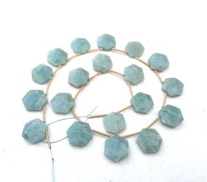 Aigue-marine naturelle, 19 pièces, perles de Briolette en forme hexagonale à facettes pour bijoux, Bracelet et collier - Product Image 5