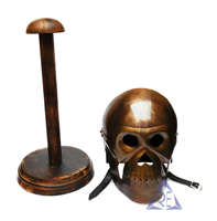 Support de casque médiéval viking personnalisé en fer marron, finition antique antirouille, pour costumes de spectacle grecs, style démoniaque ancien