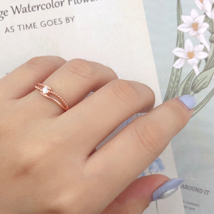 แหวนผู้หญิงประดับพลอยคุณภาพสูง เงินแท้ 925 ชุบทองคำสีกุหลาบคลาสสิก - Product Image 4