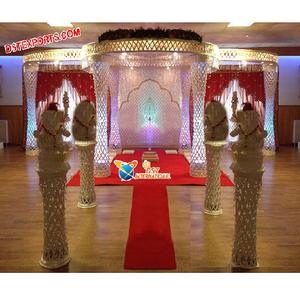 Elegante Mandap de Boda Blanco Decorativo de Cristal, Mandap de Boda de Cristal FRP de Nuevo Diseño, Mandap de Boda con Corte de Diamante Indio, Mandap de Boda de EE. UU. - Product Image 1