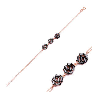 Triple Circle With Ruby and Black Zircon <b>Baguette</b> Stone <b>Bracelet</b> 925 Silver <b>Bracelet</b> Wholesale Handcrafted Jewelry - Product Image 2