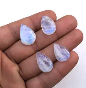 4pcs Top Grade Blue Fire Gemstone Cabochons Smooth Pear Shape White Rainbow <b>Moonstone</b> Beads for Jewelry Making - Product Image 3