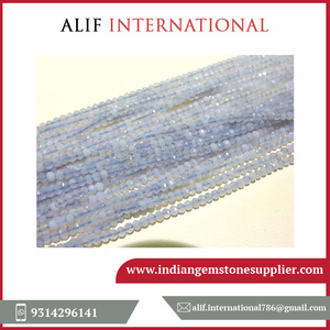 100% perles de rondelle à facettes naturelles 3MM bleu-dentelle-agate approvisionnement en vrac pour l'utilisation de bracelet - Product Image 2